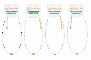 Set 12 Coliere Roxe, 40cm, Reglabile cu Margele si Pandantiv Fluture Multicolor