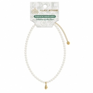 Set 12 Coliere Roxe, 40cm, Reglabile cu Margele Tip Perle si Pandantiv Melcisor