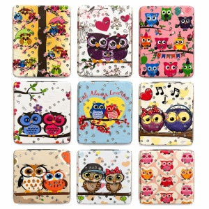 Set 12 oglinzi cosmetice compacte 8.5x6 cm, modele cu bufnite adorabile - Img 2