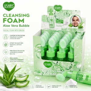 Set 12 Spumă de Curățare Facială cu Aloe Vera și Perie din Silicon USHAS, 240g - Img 2