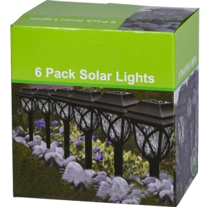 Set 6 Lampi Solare de Grădină LED, Plastic Negru, Lumină Caldă - Img 2