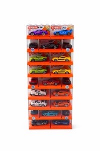 Set 96 masinute metalice dispuse pe stand rotativ, carcase modulare, 63 cm
