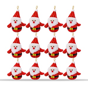 Set de 12 Ornamente de brad cu Moș Crăciun, din material textil, plastic și PVC , 22 × 15 cm - Img 2