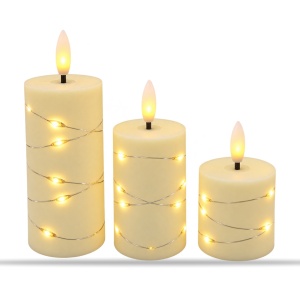 Set de 3 lumânări LED cu efect de flacără realist, din plastic, dimensiuni diferite - Img 2