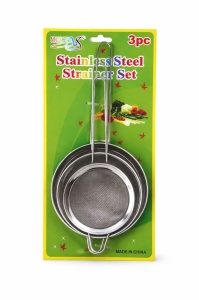 Set de 3 site bucatarie inox, strecuratoare metalica pentru faina, ceai si alimente