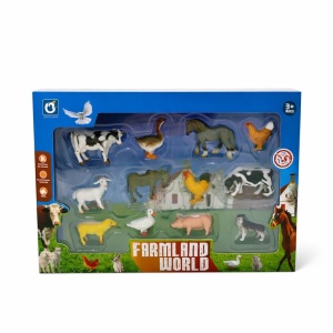 Set figurine animale ferma 12 piese, animale domestice, copii 3+