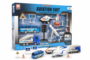 Set jucarii aeroport -avion, elicopter, masini si accesorii trafic