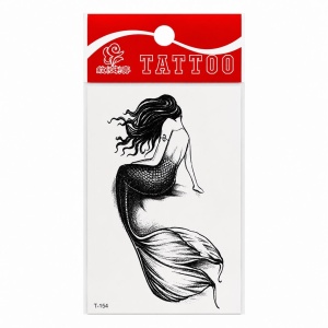 Tatuaj Temporar Semipermanent Sirenă Elegantă Alb-Negru – 10 cm