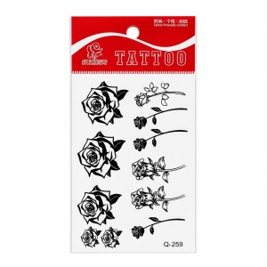 Tatuaj Temporar Semipermanent Trandafiri Negri 10 cm – Set Floral Elegant în Stil Minimalist