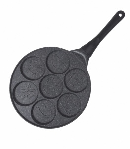 Tigaie pentru clătite și pancakes Smile Face, antiaderentă, 7 forme, Breakfast Pan