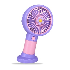 Ventilator portabil de mână cu USB, 3 trepte de viteză, model floare mov - Img 3