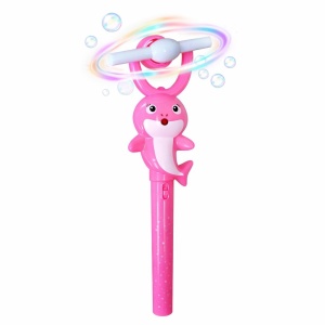 Baghetă magică cu elice rotativă și lumini, model rechin, jucărie interactivă pentru copii, Roz, 35 cm