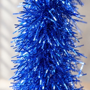 Beteală de Crăciun albastră sclipitoare, plastic, diametru 9 cm, lungime 2 m - Img 3