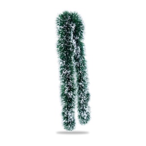 Beteală de Crăciun verde cu vârfuri albe, plastic, lungime 200 cm, diametru 15 cm - Img 2