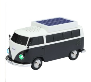 Boxă portabilă Bluetooth WSTER în formă de microbuz retro, cu încărcare solară, negru - Img 4