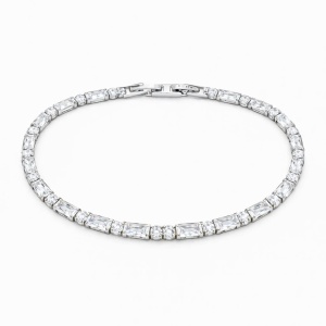 Bratara eleganta Roxe argintie cu cristale mixte, design modern si stralucitor, 18 cm - Img 2