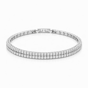 Bratara eleganta Roxe argintie cu cristale stralucitoare, design elegant, 17.5 cm