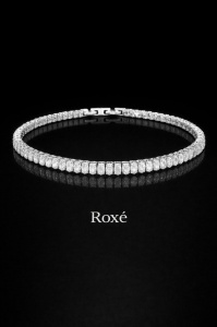 Brățară Roxe Argintie cu Cristale Dreptunghiulare – Eleganță Modernă, 18 cm
