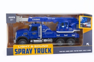 Camion cu betoniera si functie spray, lumini si sunet, albastra, jucarie copii, 24 x 13 cm - Img 2