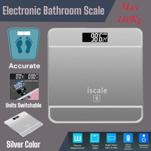 Cântar electronic de baie iScale, display touchscreen, material sticlă și plastic, argintiu metalic - Img 4