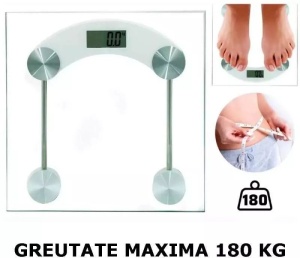 Cântar personal digital cu suprafață de sticlă, transparent - Img 2