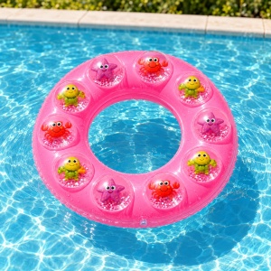 Colac Gonflabil Roz cu Animăluțe Marine, 70 cm – Colac pentru Piscină și Plajă - Img 5