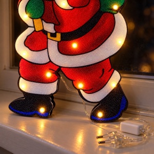 Decorațiune luminoasă de Crăciun Moș Crăciun, LED, model vitraliu, priză, 47 × 22 cm - Img 5