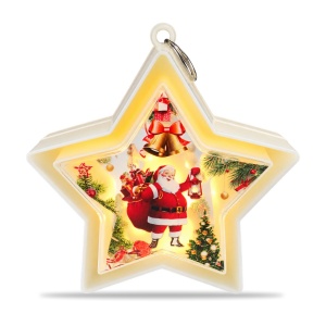 Decoratiune luminoasă in forma de stea, cu Moș Crăciun, cu lumina LED, 14 × 14 cm - Img 2