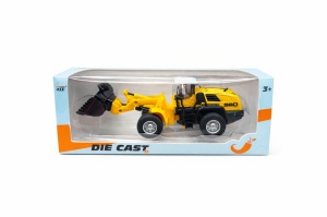 Excavator din metal, model die-cast, culoare portocaliu-negru, 21x8,5x6 cm - Img 2