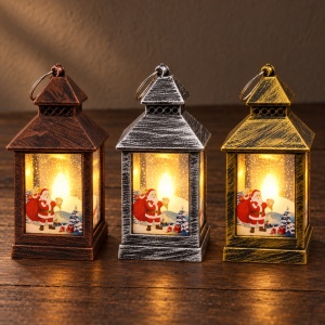 Felinar decorativ de Crăciun cu LED, din plastic, set 24 de bucăți, 4,5x9,5cm - Img 3