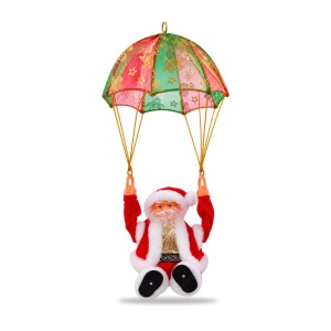 Figurină Moș Crăciun cu parașută, sunete și mișcare, 60 cm - Img 2