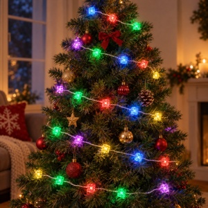 Instalație de Crăciun cu cuburi de gheață LED, multicolor, interconectabilă, 4 m, 20 LED - Img 3