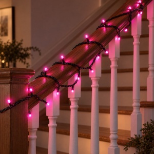 Instalatie LED tip Liniara, 100 LED Fucsia, 10 m, Fir Negru, Multiple Jocuri de Lumini - Img 4
