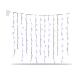 Instalație LED tip ploaie, 240 LED, 6 m, alb rece, interconectabilă, fir alb - Img 4