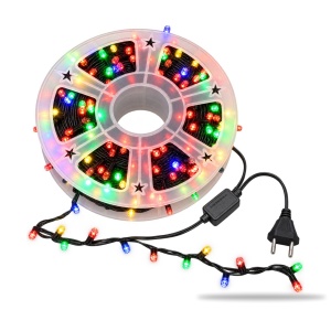 Instalație LED tip rolă, 100 m, 480 LED multicolore in forma de diamant, fir negru - Img 5