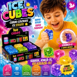 Jucărie Antistres Cub Squishy cu Steluțe și Charm-uri în Interior, Model Aleatoriu