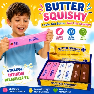 Jucărie Antistres Squishy Butter Colorat , 23cm Super Moale, Elastică, Model Aleatoriu - Img 2