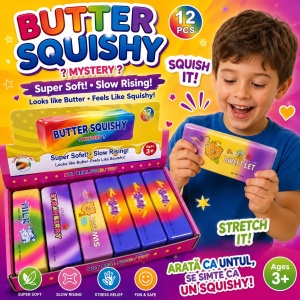 Jucărie Antistres Squishy Butter Multicolor, 13 cm, Slow Rising, Super Moale, Model Aleatoriu - Img 4