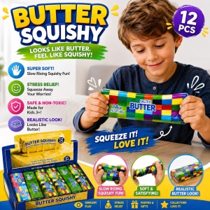 Jucărie Antistres Squishy Butter Multicolor, 23 cm, Slow Rising, Model Aleatoriu
