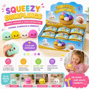 Jucărie Antistres Squishy Dumpling 8.5 cm cu Spumă în Interior – Extra Moale - Img 4