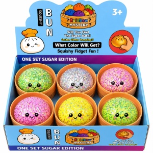 Jucărie Antistres Squishy Dumpling cu Inimioare și Bile din Gel, 8,5 cm, Model Aleatoriu