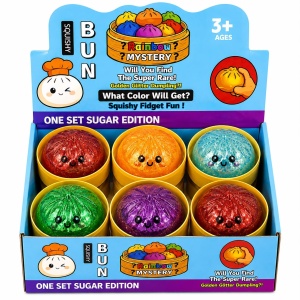 Jucărie Antistres Squishy Dumpling cu Sclipici, Tip NeeDoh, 8,5 cm, Model Aleatoriu