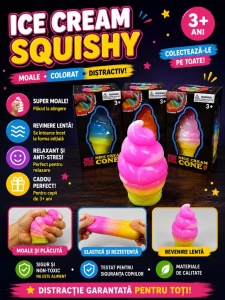 Jucarie antistres Squishy Ice Cream Cone 8cm, model inghetata colorata, culoare aleatorie - Img 5