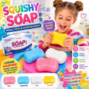 Jucărie Antistres Squishy în Formă de Săpun, din Spumă Moale, Model și Culoare Aleatorie, 3+ Ani - Img 4