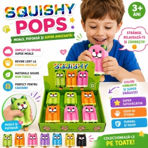 Jucărie Antistres Squishy Înghețată Pisică, 13cm Model Aleatoriu, Spumă Moale, Super Drăguță