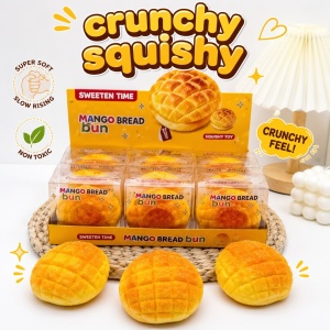 Jucărie Antistres Squishy Prăjitură Crunchy, Model Pâinică Dulce, Textură Senzorială și Sunet Crunchy