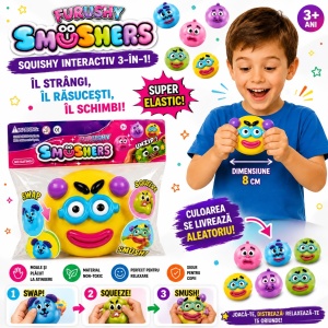 Jucărie Antistres Squishy Smushers 8 cm, Super Elastică, Model și Culoare Livrate Aleatoriu - Img 3