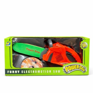Jucărie fierăstrău cu lanț din plastic cu sunete și lumină Power Saw, roșu-verde