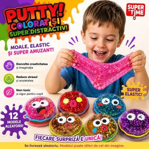 Jucărie Slime Putty Elastic în Cutie Tip Burger, Model Aleatoriu – Slime Colorat cu Biluțe