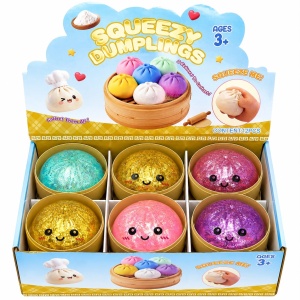 Jucărie Squishy Antistres Dumpling 8.5 cm cu Apă și Sclipici, Model Aleatoriu, Moale și Elastică - Img 3